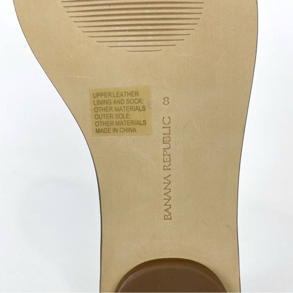 Banana Republic Mariah T-strap Sandal Flat Blue Leather Gold Chain Womens 8 - Picture 9 of 15